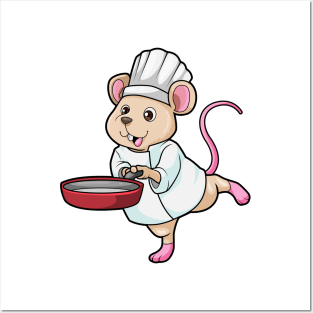 Rat as Cook with Pan & Cooking hat Posters and Art